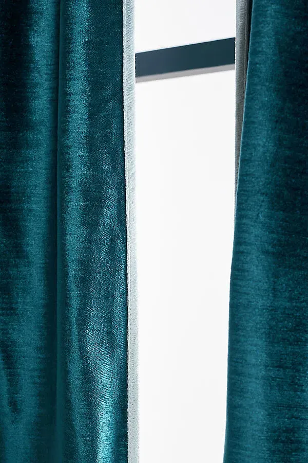 Adelina Velvet Curtain - Blue, Cotton alternate view