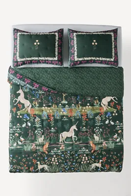 Aerith California King Size Printed Quilt - Green, Cotton Slub by Anthropologie, image 2