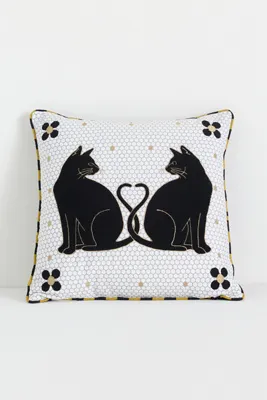 Agatha Embroidered Black Cat Indoor/Outdoor Pillow product