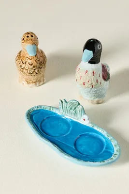 Alana Duck Salt & Pepper Shakers - Blue, Stoneware by Anthropologie, alternate view