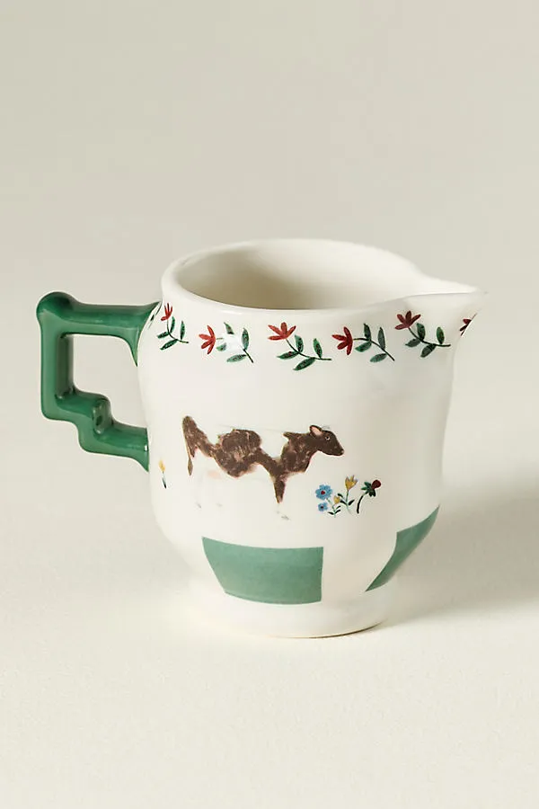 Alana Stoneware Creamer - Green by Anthropologie