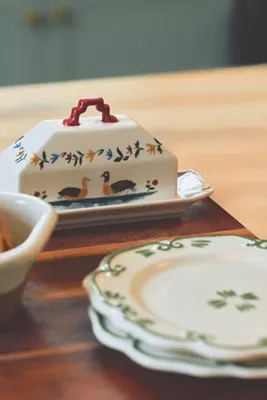 Alana Stoneware Duck Butter Dish by Anthropologie, alternate view