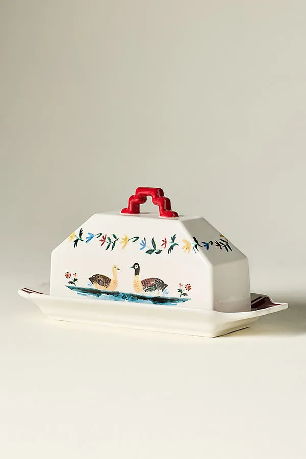 Alana Stoneware Duck Butter Dish by Anthropologie