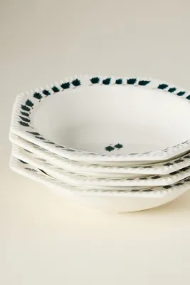 Alana Stoneware Pasta Bowls Set of 4 - Green by Anthropologie, alternate view
