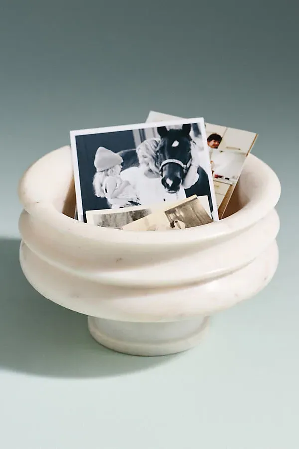 Alessia Marble Pedestal Vessel - Ivory by Anthropologie, alternate view