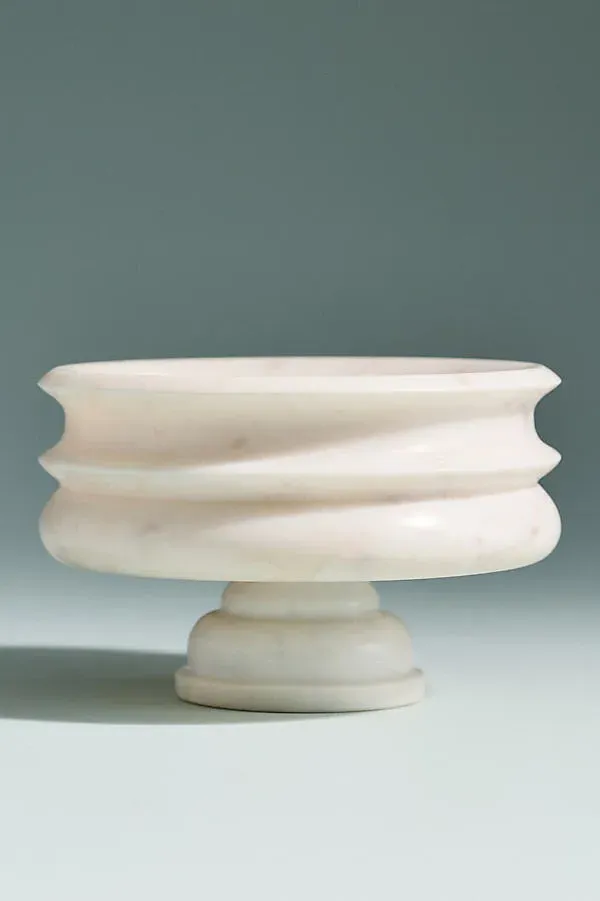 Alessia Marble Pedestal Vessel - Ivory by Anthropologie