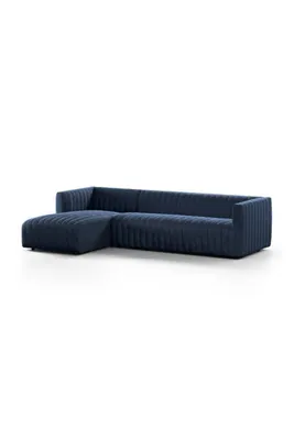 Alexander L-Shaped 2-Piece Sectional Sofa - Blue, Velvet product