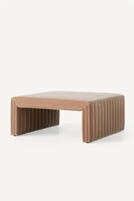 Alexander Velvet Coffee Table Ottoman - Beige, Polyester/Cotton product