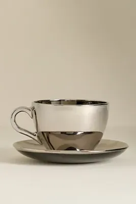 Alice Glass Teacup with Saucer - Clear, Glass by Anthropologie, alternate view