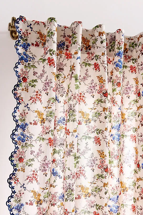 Alina Floral Scalloped Curtain - Cotton product