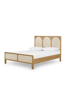 Allegra Queen Size Bed Frame - Beige, Oak by Anthropologie, alternate view