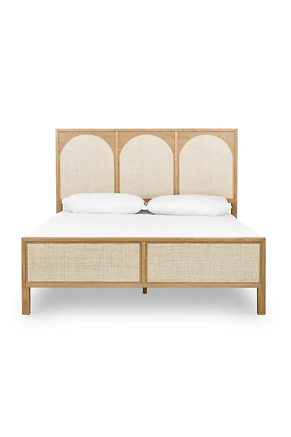 Allegra Queen Size Bed Frame - Beige, Oak by Anthropologie