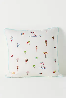 Alma Embroidered Beach Pillow - Ivory, Cotton product