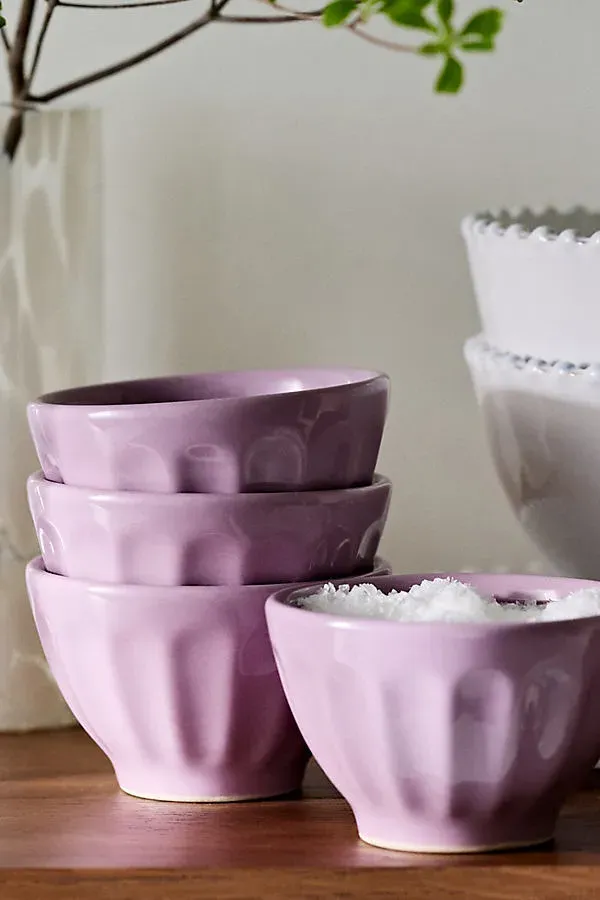 Amelie Latte Nut Bowls Set of 4 - Purple, Stoneware by Anthropologie
