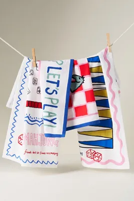 Amuse La Bouche Mahjong Board Tea Towel - Blue, Cotton product