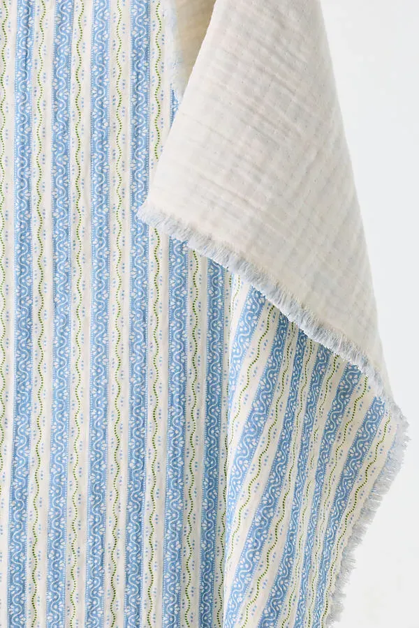 Ana Cotton Gauze Woven Throw Blanket - Blue product