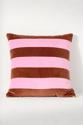 Andie Striped Square Cushion - Pink, Cotton Velvet product
