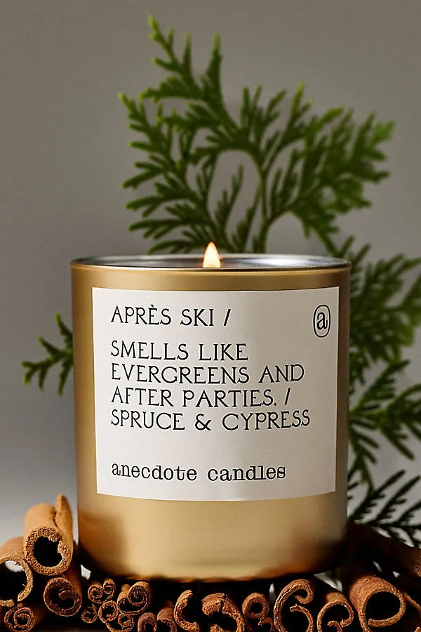Anecdote Woody Apres Ski Boxed Glass Candle - Gold by Anthropologie