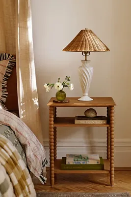 Angelica Twisted Ceramic Rattan Table Lamp - Ivory product