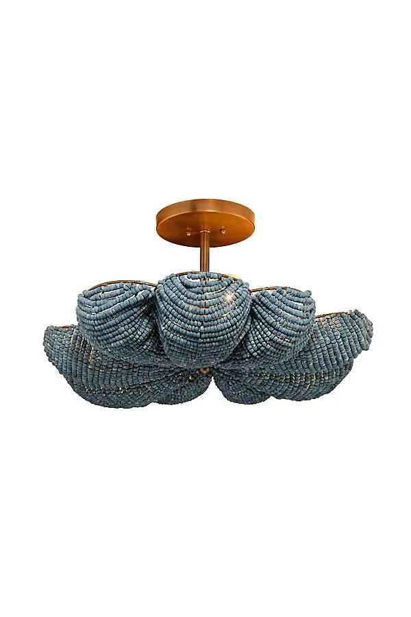 Anguilla Wood Beaded Semi-Flush Mount - Blue product