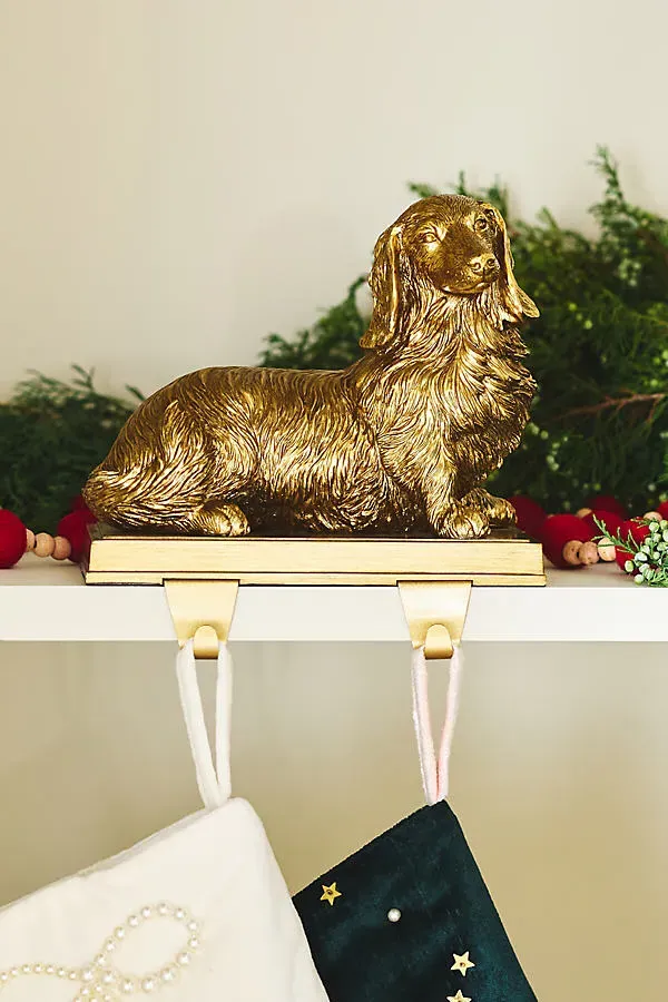 Animal Icon Dog Stocking Holder - Gold, Resin by Anthropologie