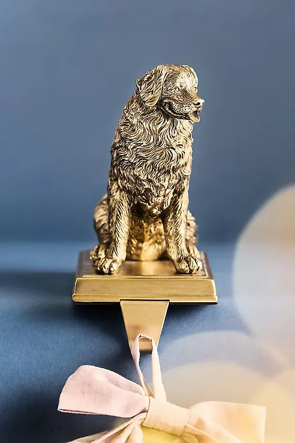 Animal Icon Dog Stocking Holder - Gold, Resin by Anthropologie