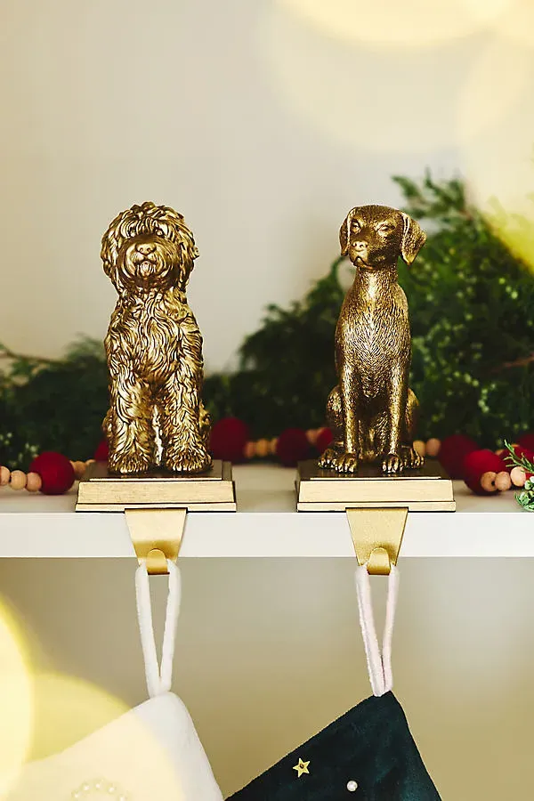 Animal Icon Retriever Stocking Holder - Gold, Resin by Anthropologie, alternate view