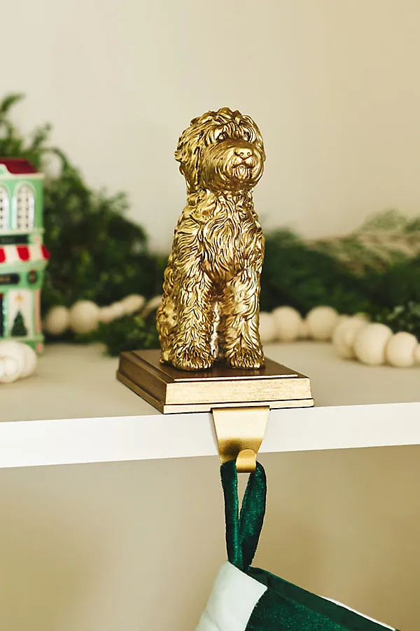 Animal Icon Retriever Stocking Holder - Gold, Resin by Anthropologie