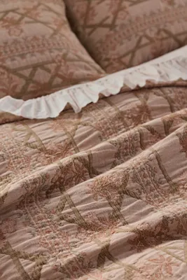 Anja Floral Cotton Coverlet - Red by Anthropologie, image 2