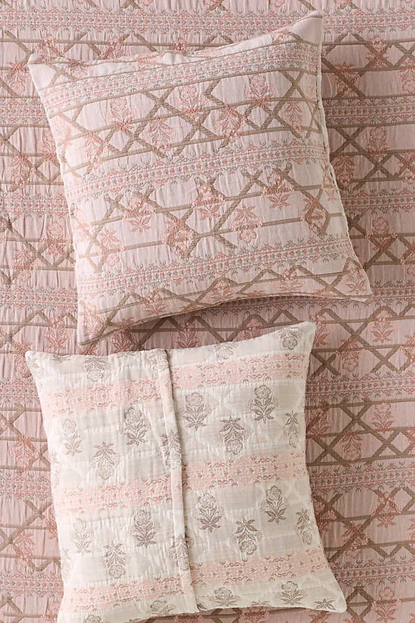 Anja Floral Euro Sham - Red, Cotton by Anthropologie
