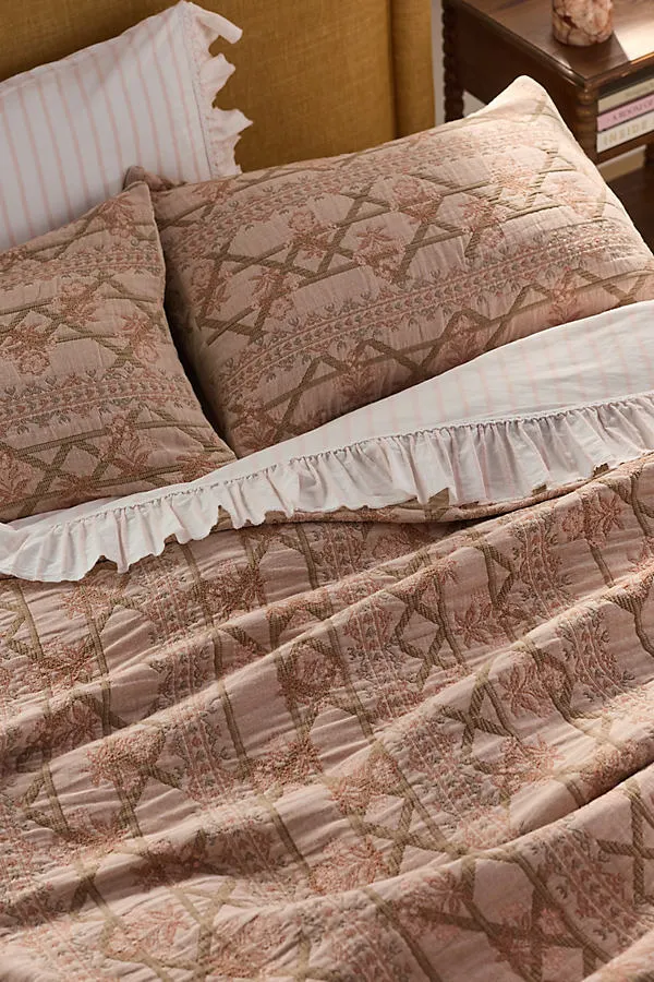 Anja Full/Queen Floral Coverlet - Red, Cotton by Anthropologie