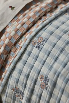 Anja King Size Floral Coverlet - Blue, Cotton by Anthropologie, image 2