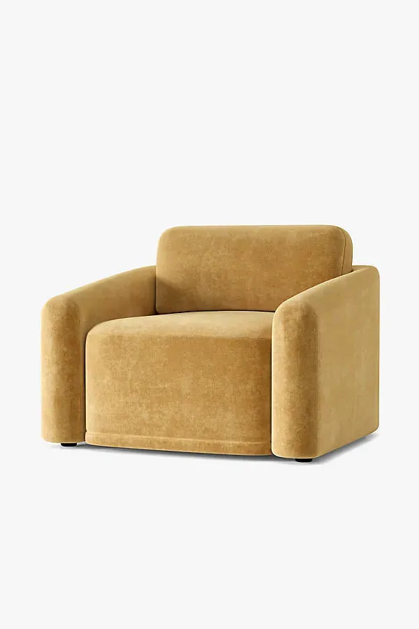 Annelise Accent Chair - Beige, Velvet by Anthropologie
