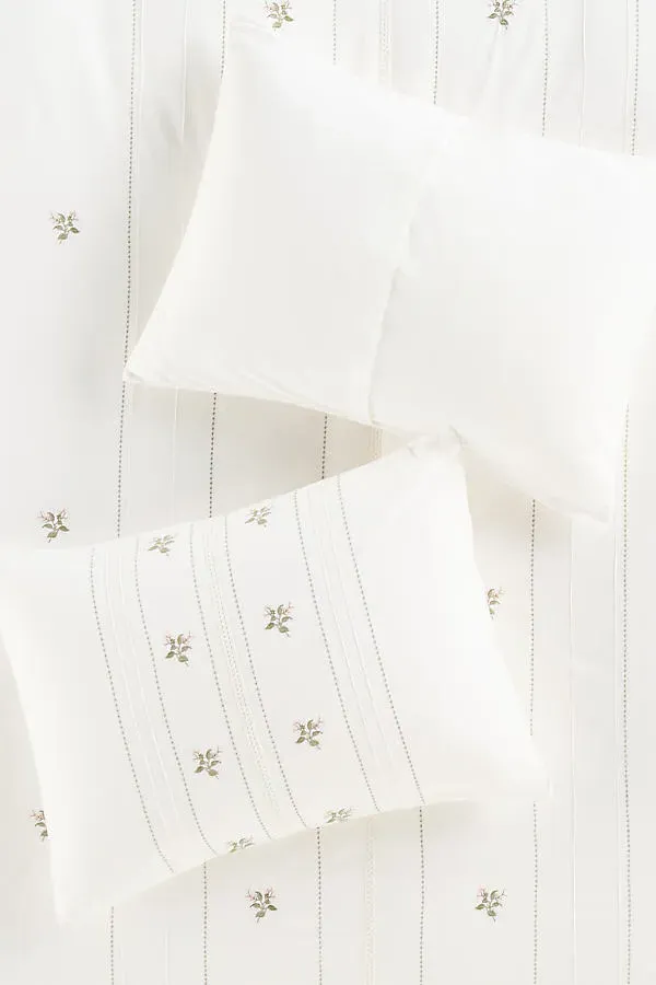 Annie Floral Embroidered Pillowcases Set of 2 - White, Cotton product