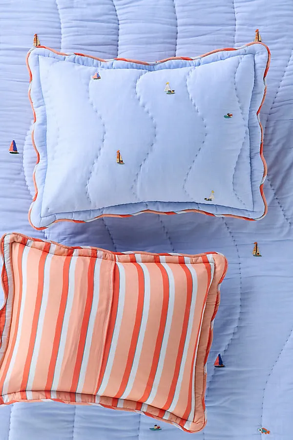Annika Cotton Sailor Embroidered Shams, Set of 2 - Blue product