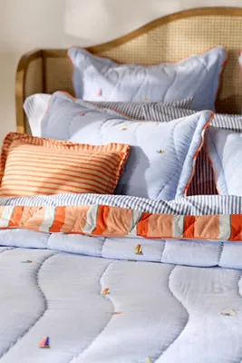 Annika Sailor Embroidered Quilt - Blue, Cotton product
