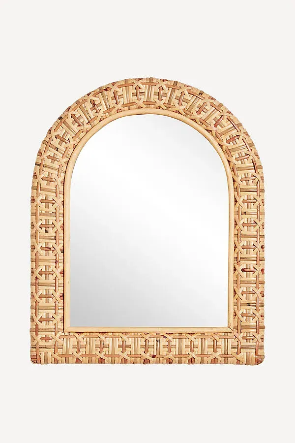 Antibes Arched Mirror with Shelf - Rattan by Anthropologie