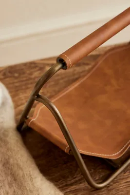 Antique Kindling Holder - Brown, Leather product