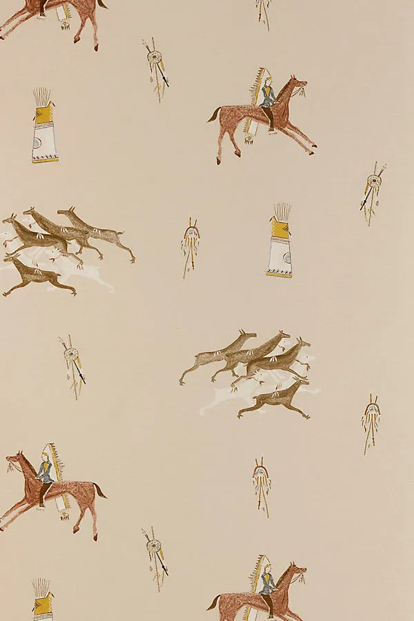 Apache Animal Wallpaper - Beige, Polyester product