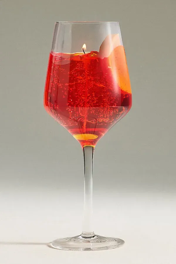 Aperol Spritz Small Glass Candle - Red, Cotton by Anthropologie