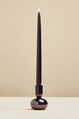 Arden Round Lacquer Candle Holder - Black, Aluminum product