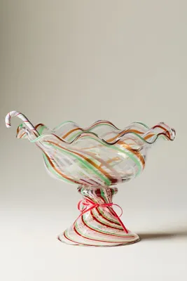 Ariel Swirled Glass Punch Bowl with Ladle - Red by Anthropologie, alternate view