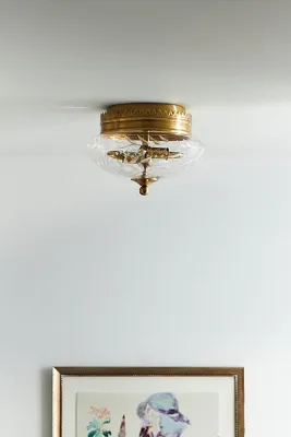Ariella Etched Glass Ceiling Light - Clear by Anthropologie, alternate view