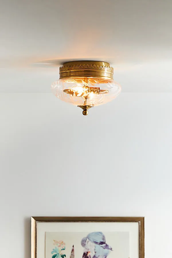 Ariella Etched Glass Ceiling Light - Clear by Anthropologie