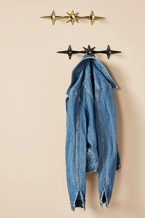 Arthur Hook Rack - Black, Brass by Anthropologie
