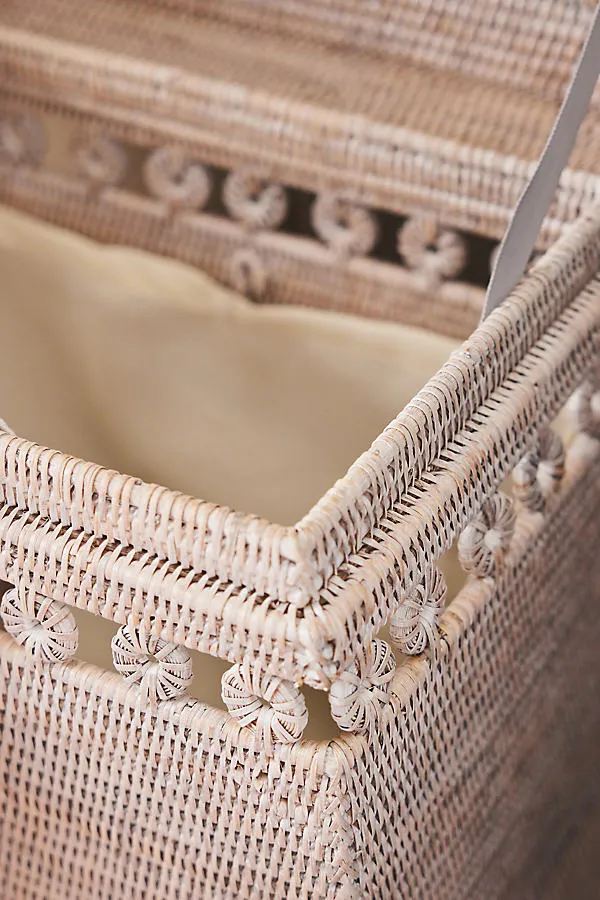 Artifacts Rattan Rectangular Hamper with Hinged Lid - White product