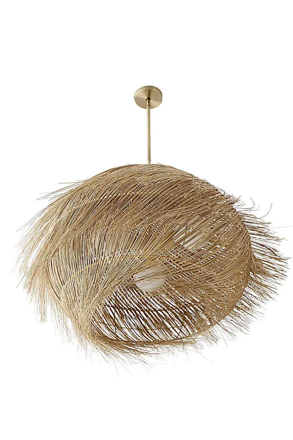 Ashburn Buri Midrib Woven Pendant - Beige, Iron by Anthropologie, image 2