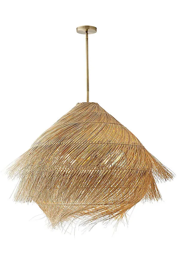 Ashburn Buri Midrib Woven Pendant - Beige, Iron by Anthropologie