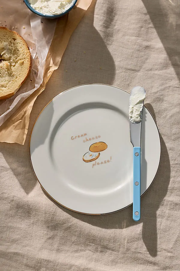 Ashe 24k Gold Accent Dessert Plate - Beige, Stoneware by Anthropologie