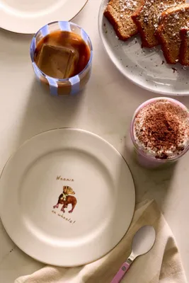 Ashe 24k Gold Accent Dessert Plate - Brown, Stoneware by Anthropologie, alternate view